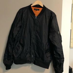 Black Bomber Jacket w/ pockets on left sleeve